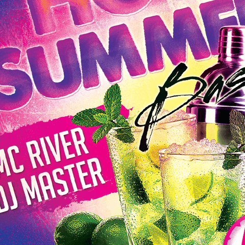 PSD Flyer template - hot summer bash party
