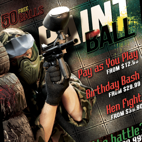 PSD Flyer template - Paintball